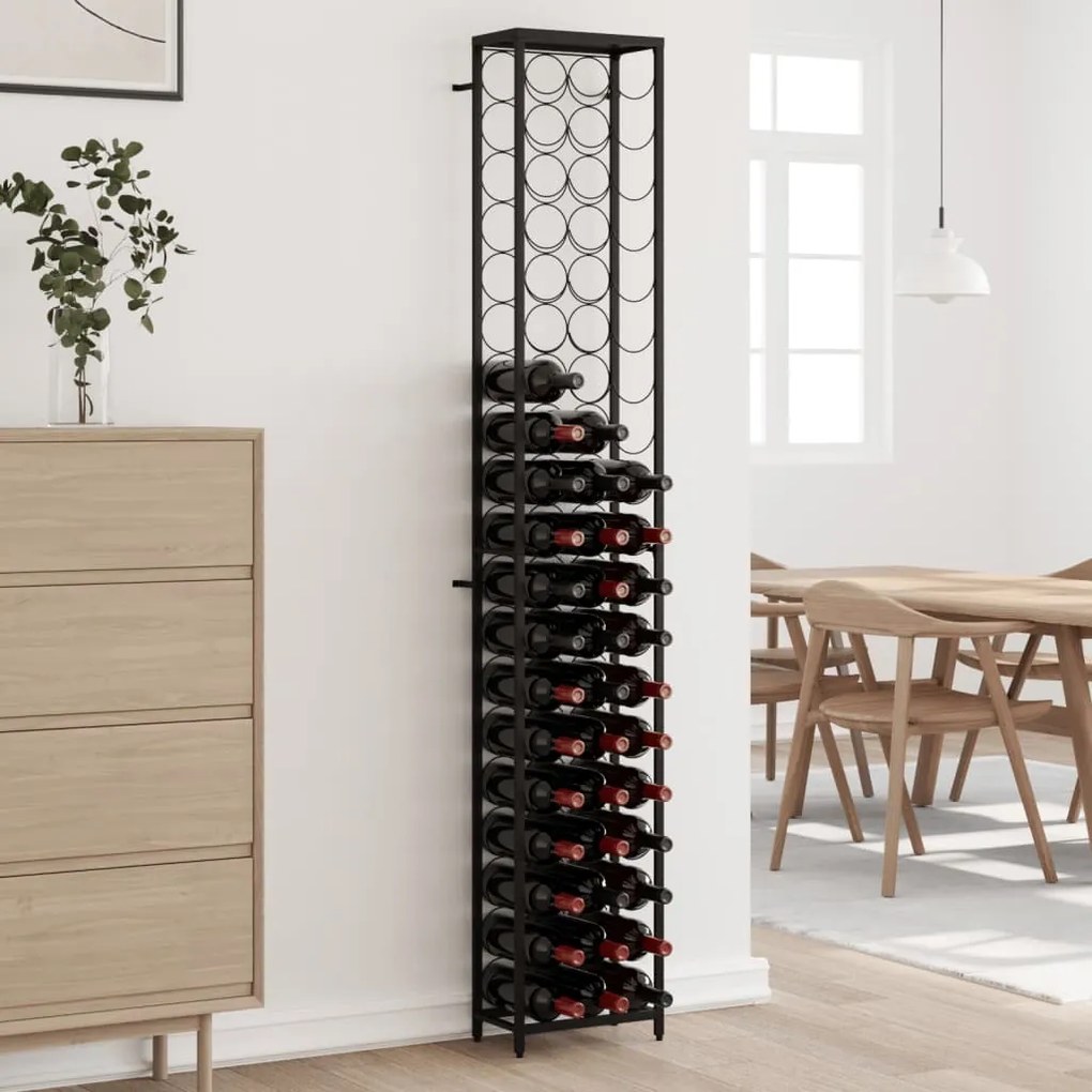 vidaXL Garrafeira para 57 garrafas 34x18x200 cm ferro forjado preto