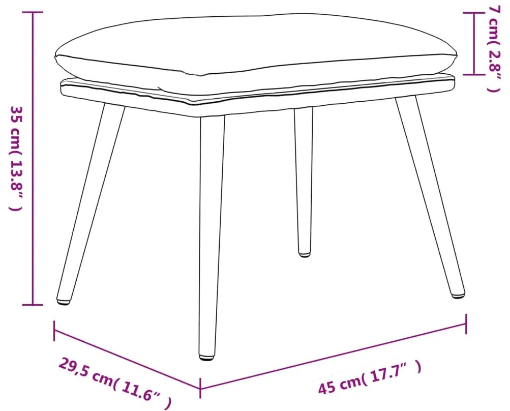 Apoio de pés 45x29,5x35 cm veludo cinzento-escuro