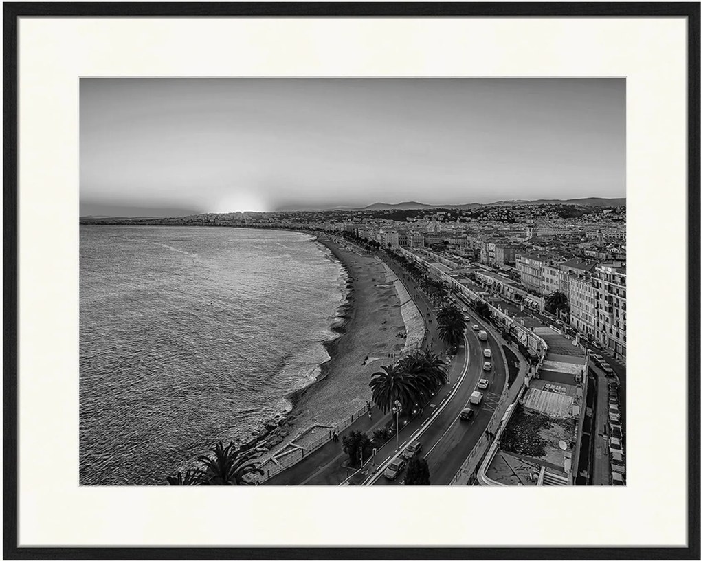 Impressão digital emoldurada City Of Nice At Sunset