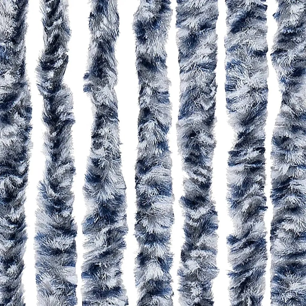 Cortina anti-insetos 100x230 cm chenille azul e branco