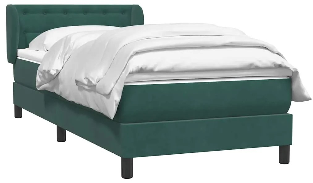 Cama com molas/colchão verde-escuro 80x220 cm veludo