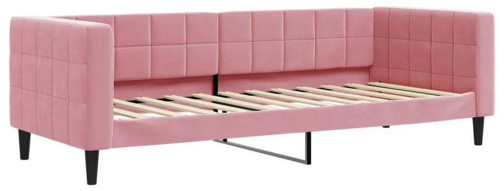 Sofá-cama com colchão 80x200 cm veludo rosa