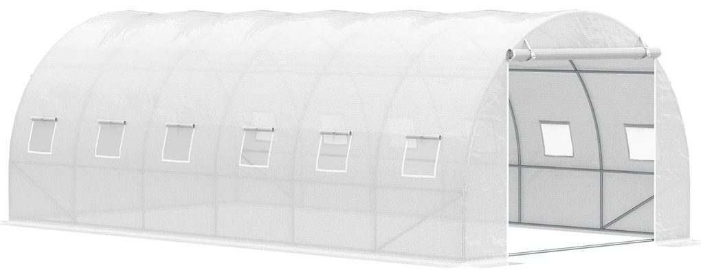 Estufa de Túnel 600x300x200cm com Porta Enrolável 12 Janelas Cobertura