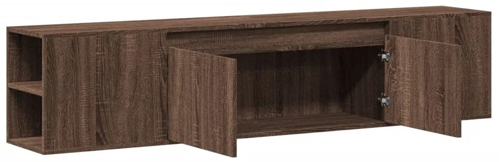Móvel parede p/ TV c/ luzes LED 180x31x39,5cm carvalho castanho