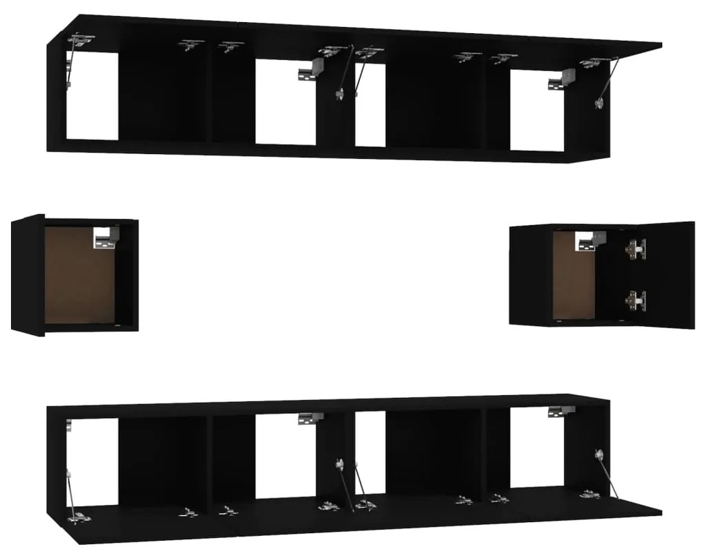 Conjunto móveis de TV 6 pcs madeira processada preto