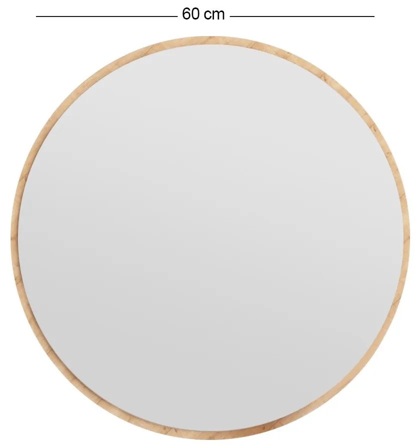 Espelho Redondo Ozze – Natural – 60 cm x 60 cm x 2,2 cm