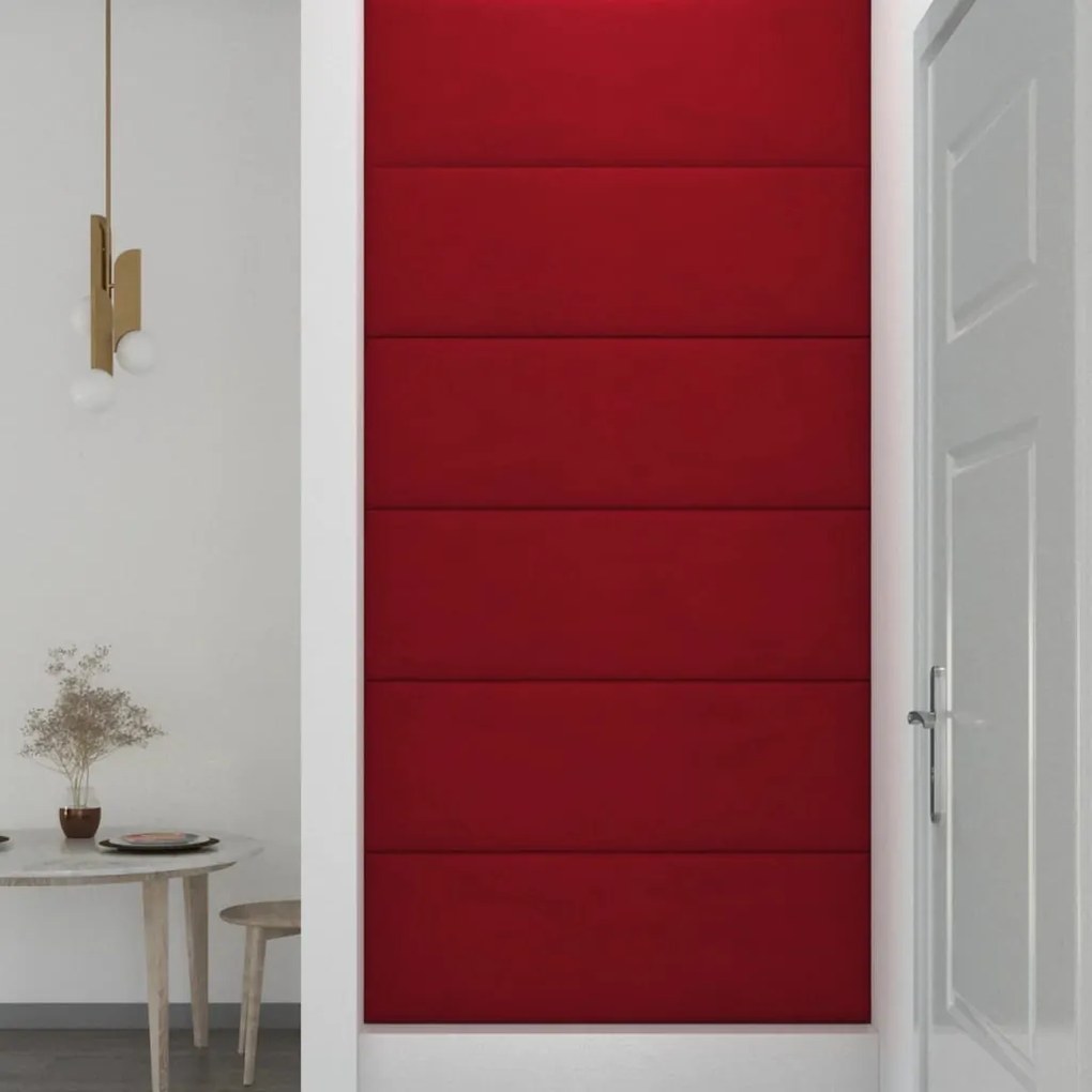 Painel de parede 12 pcs 90x30 cm veludo 3,24 m² vermelho tinto