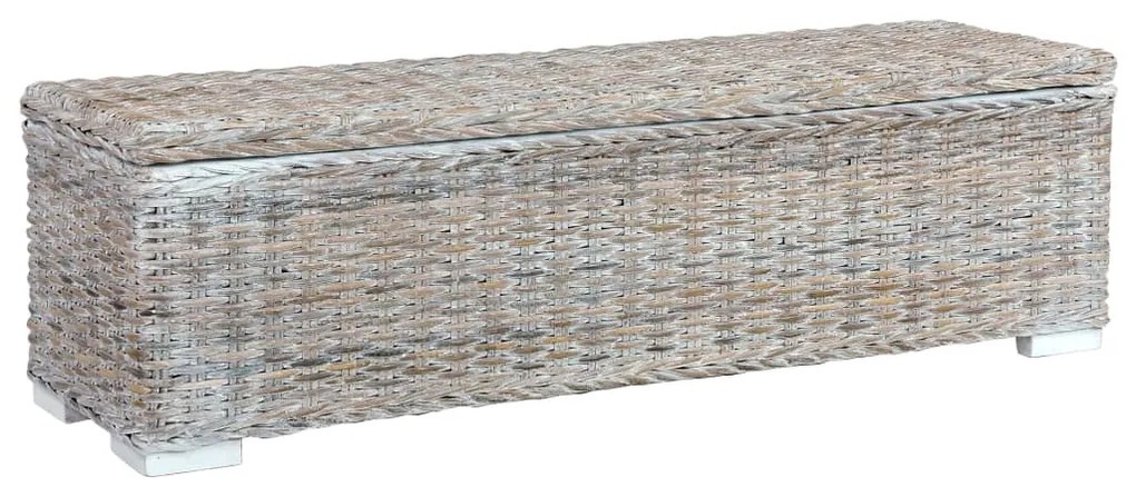 285796 vidaXL Caixa arrumação 120 cm vime Kubu e madeira de mangueira branco