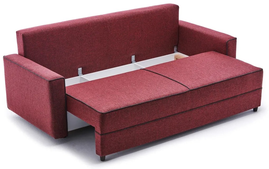Sofá-Cama de 3 Lugares Ece – Vermelho Claret – 215 x 88 x 90 cm