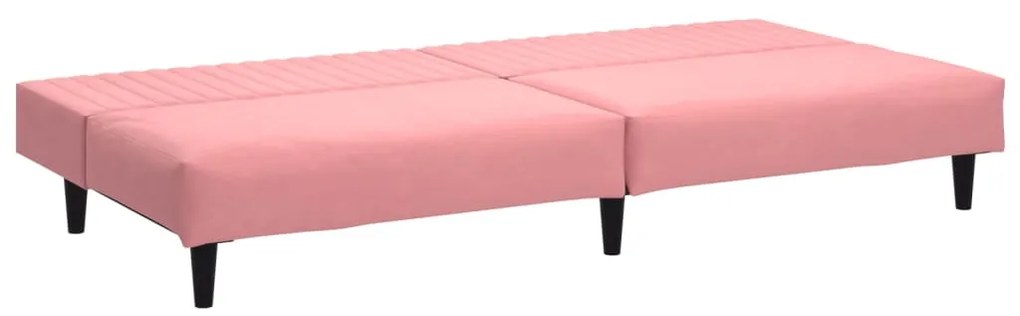 Sofá-cama de 2 lugares veludo rosa