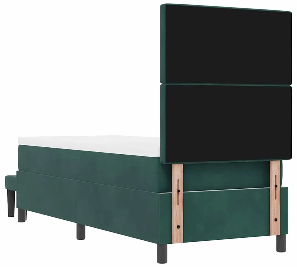 Cama Box Spring com Colchão &amp; Banco Verde Escuro 80x200 cm Veludo