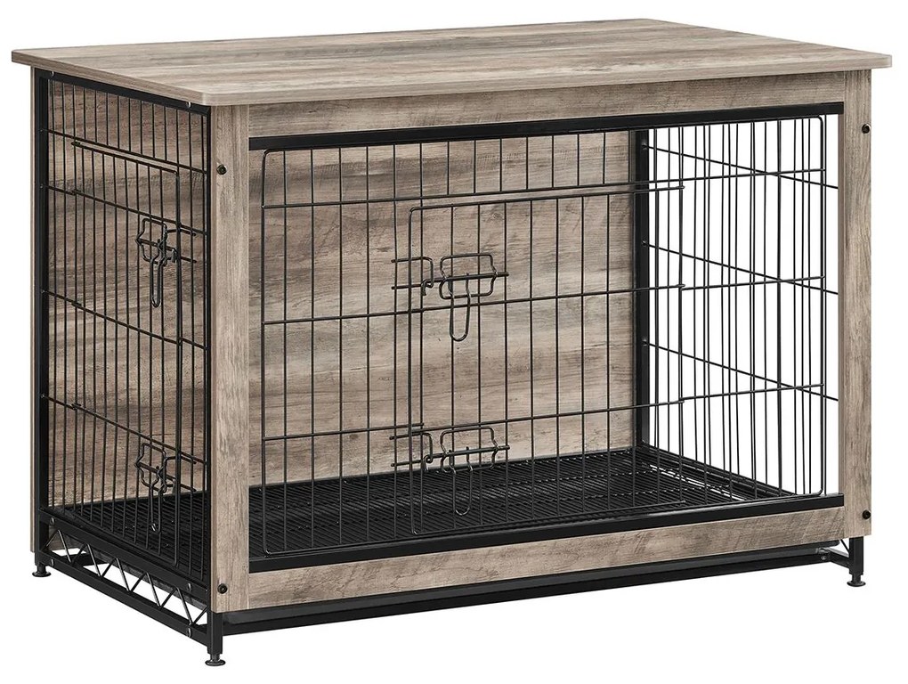 Gaiola para cães resistente com tabuleiro amovível 98 x 65 x 68 cm cinzento