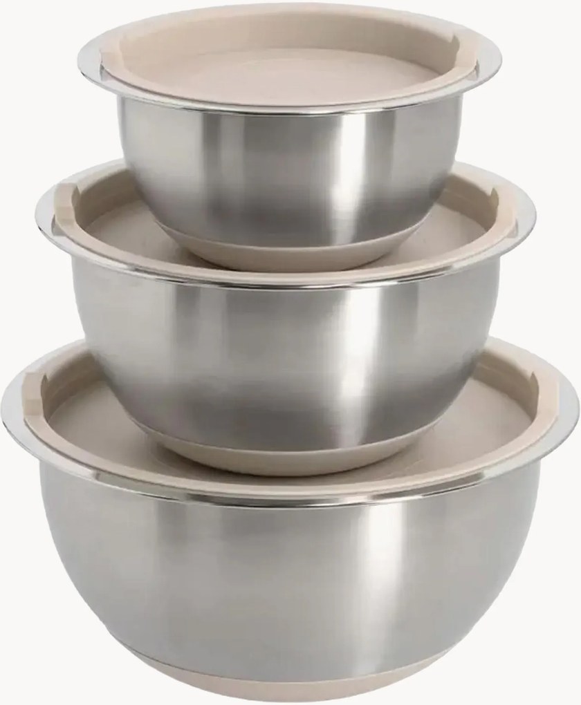 Conjunto de taças em aço inoxidável com tampas Vero, conjunto de 3