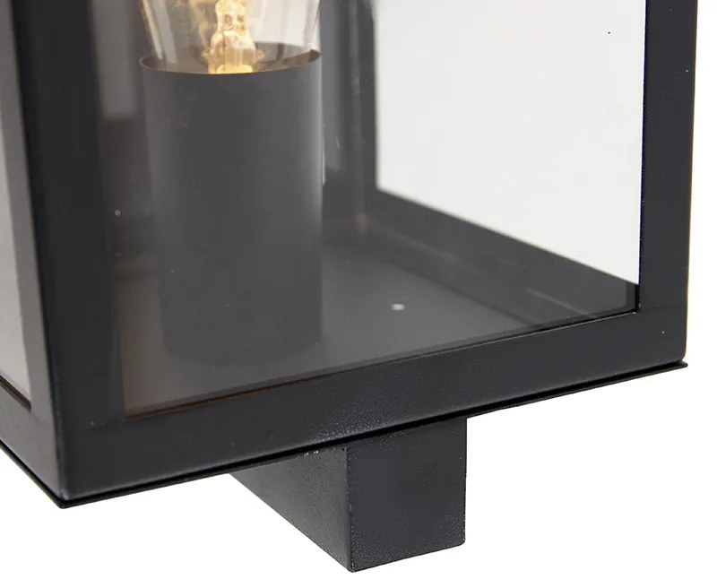 Candeeiro de parede exterior moderno preto com vidro 30 cm - Rotterdam Moderno