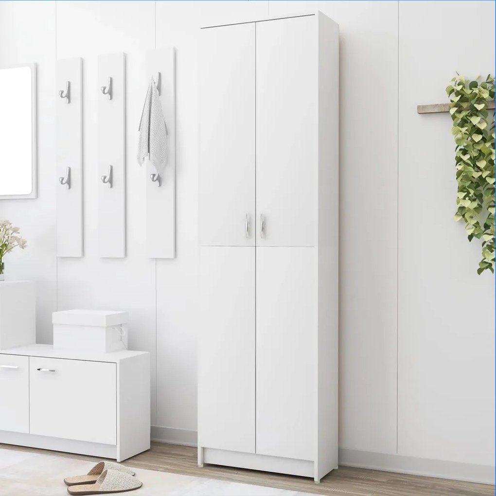 802849 vidaXL Roupeiro de corredor 55x25x189 cm contraplacado branco