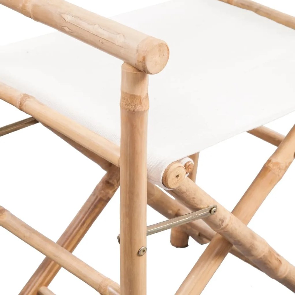 Cadeiras de diretor dobráveis 2 pcs bambu e lona