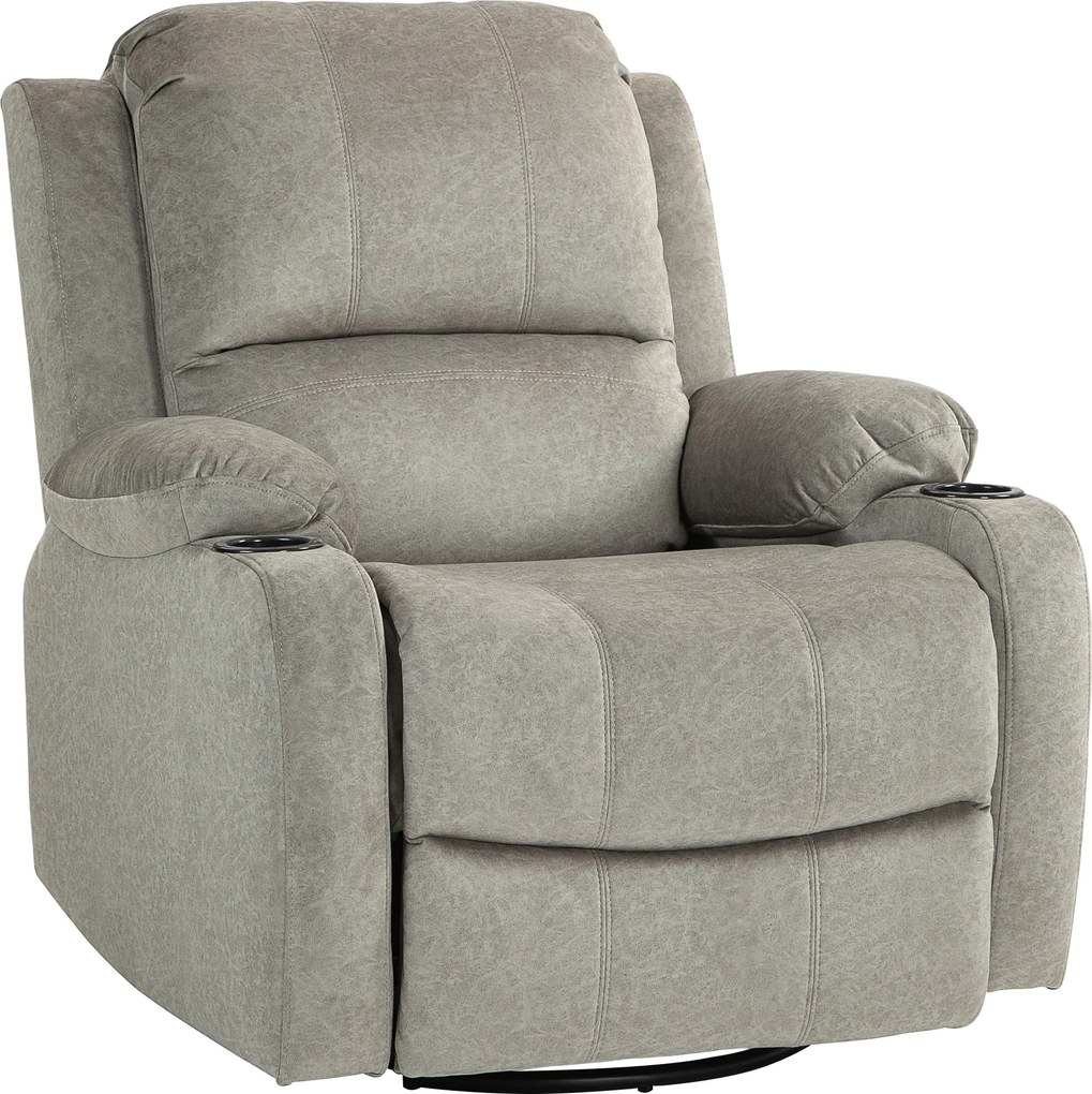 HOMCOM Poltrona relax com apoio para os pés e função reclinável, incl. porta-copos, até 150 kg, Castanho | Aosom Portugal