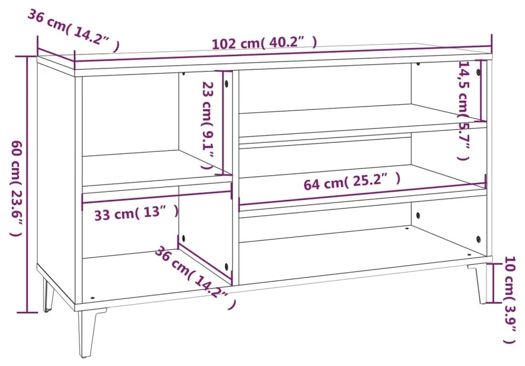 Sapateira 102x36x60 cm derivados de madeira branco