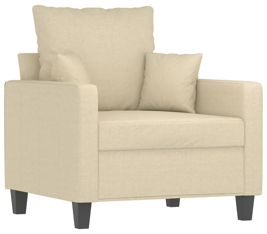 4 pcs conjunto de sofás com almofadas tecido cor creme