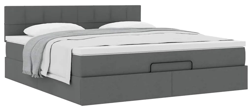 Estrutura de cama otomana com colchão 180x200cm cinzento escuro