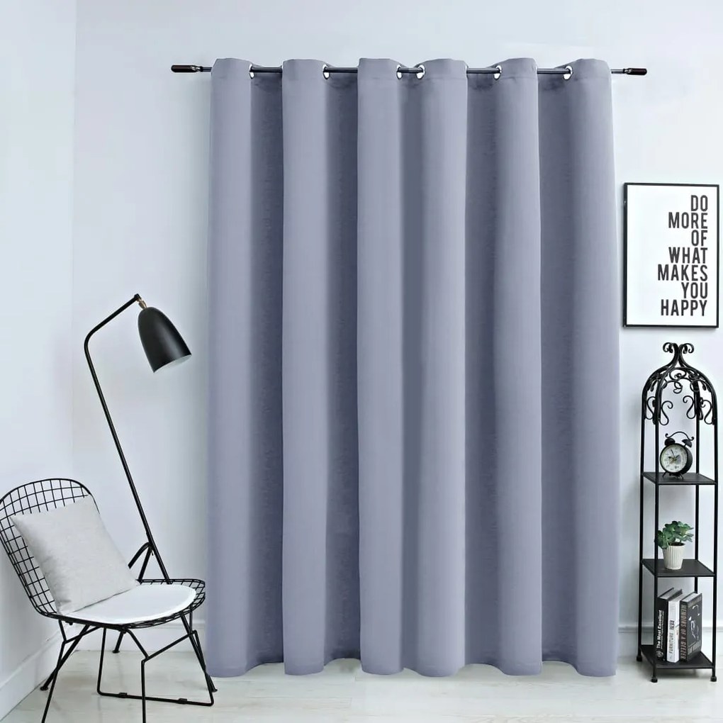 134429 vidaXL Cortina blackout c/ argolas em metal 290x245cm cinzento
