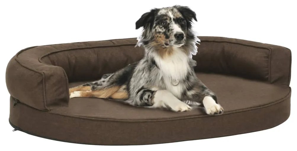 Cama para cães ergonómica 75x53 cm aspeto linho castanho