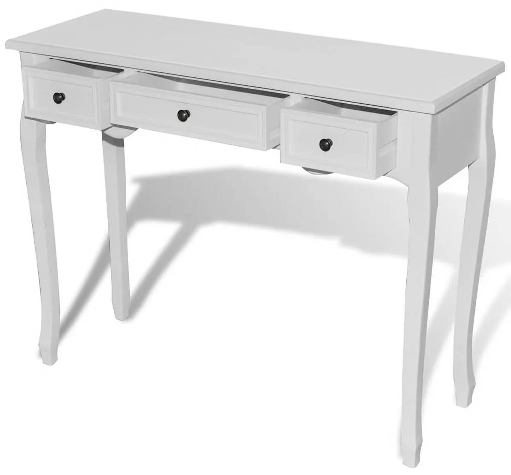Toucador/mesa consola com três gavetas branco
