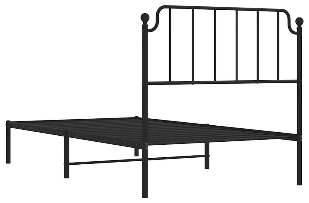 Estrutura de cama com cabeceira 100x190 cm metal preto