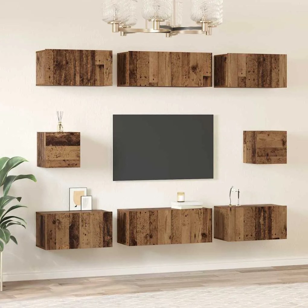Conjunto de Estantes para TV 8 pcs Madeira antiga