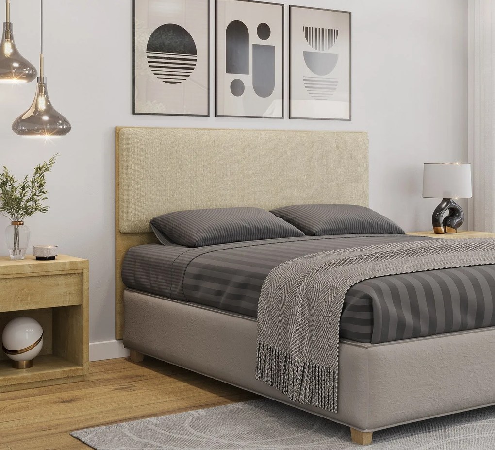 Cabeceira de Cama LUX – 160x5x90 cm – MDP Cor Natura e Tecido Linho Ge