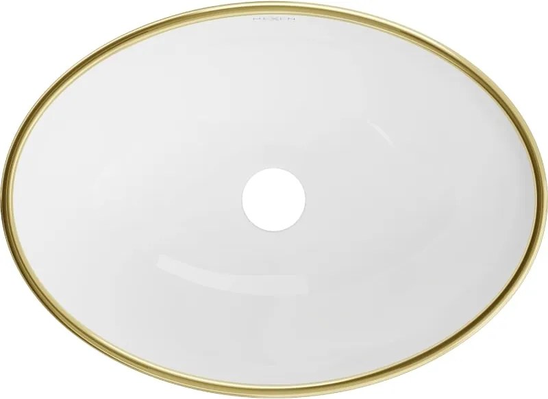 Mexen Elza lavatório de bancada 40 x 33 cm, branco/borda dourada - 21014005