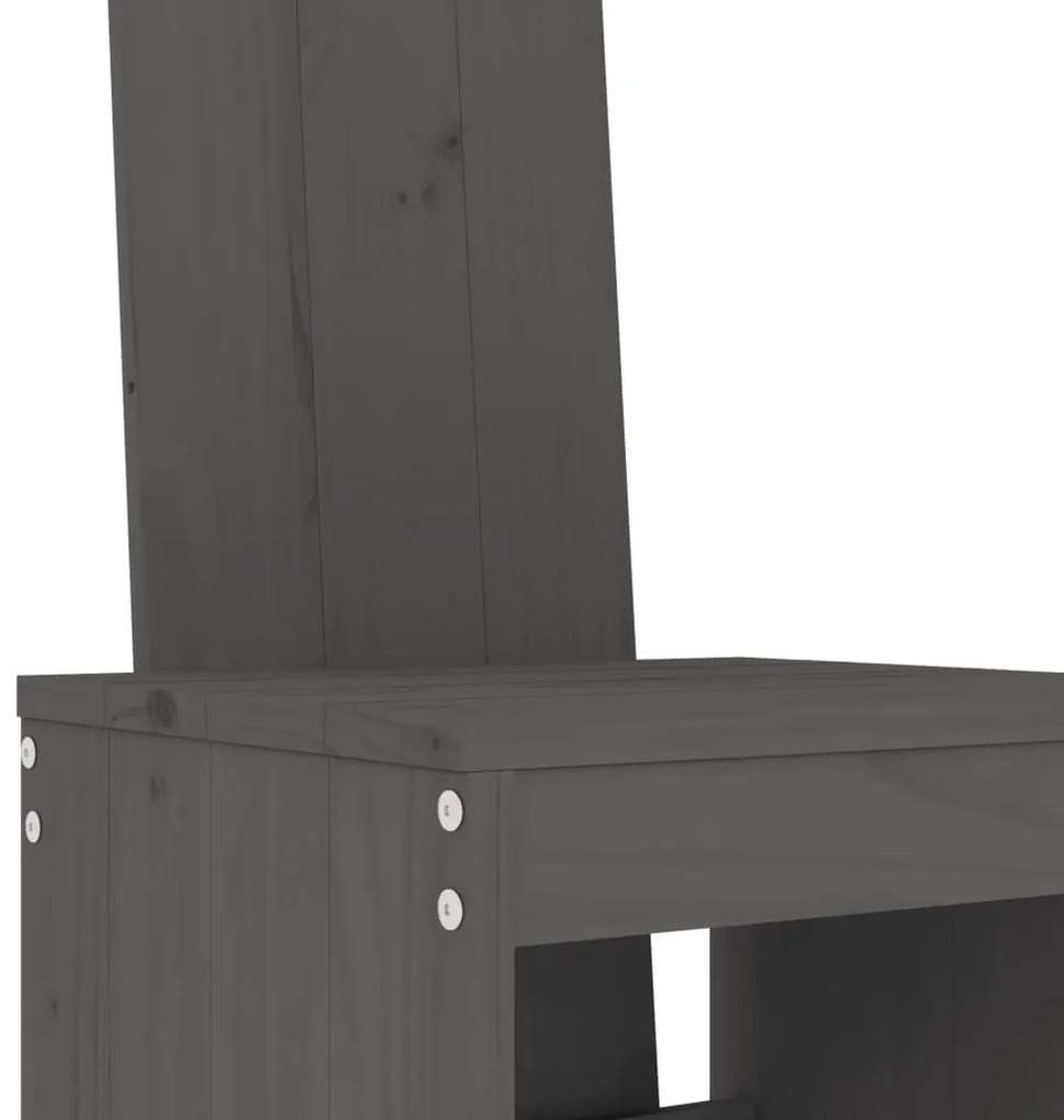 3 pcs conjunto de bar para jardim pinho maciço cinzento