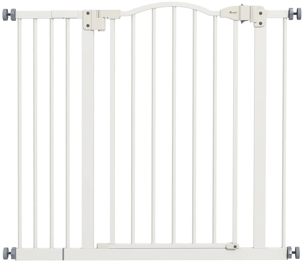 PawHut Barreira de Segurança para Cães com Largura Ajustável 74-94 cm e Extensão para Escadas e Portas Branco | Aosom Portugal
