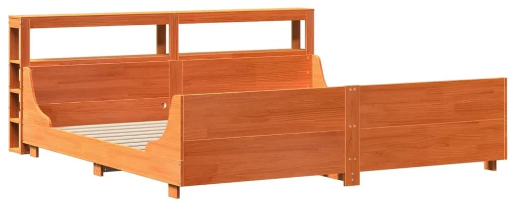 Cama sem colchão 200x200 cm pinho maciço castanho-mel