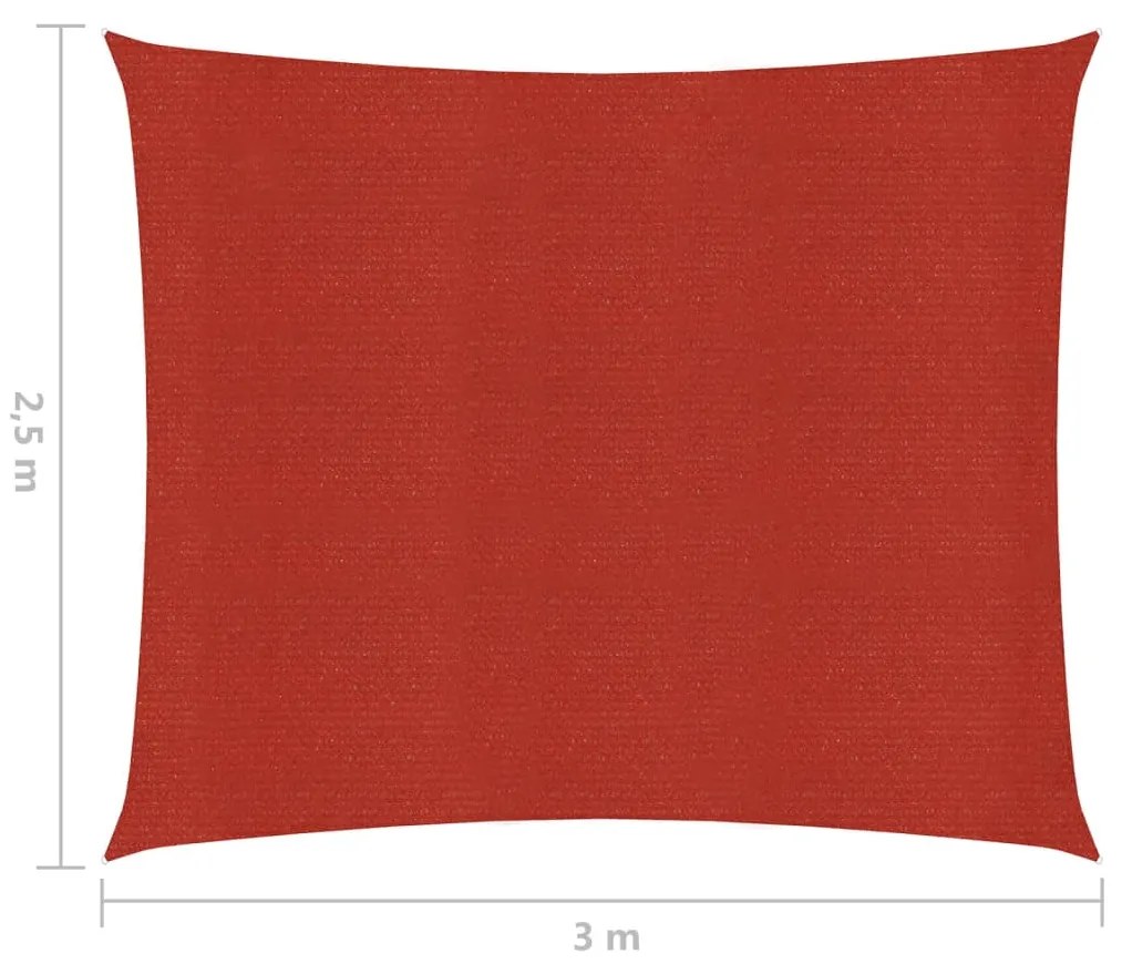 Para-sol estilo vela 160 g/m² 2,5x3 m PEAD vermelho