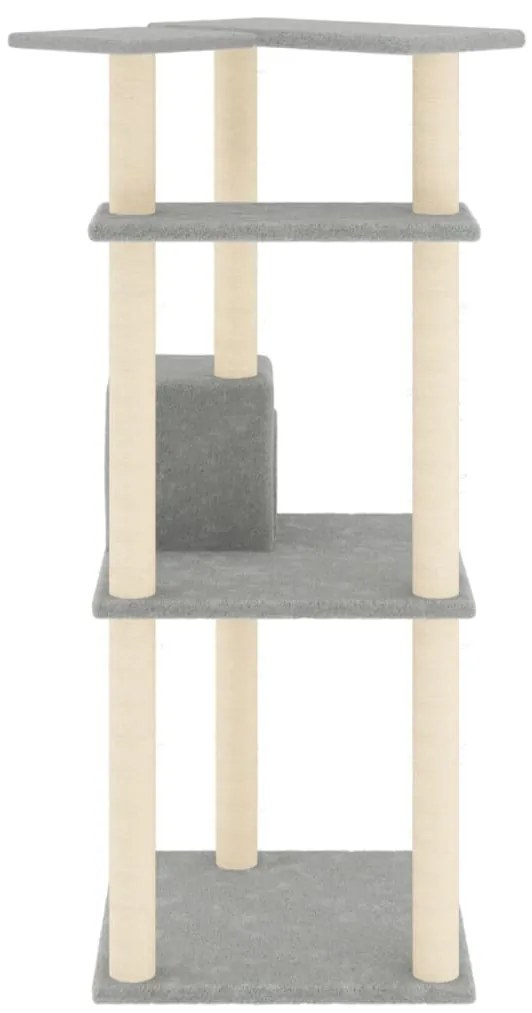 Árvore p/ gatos c/ postes arranhadores sisal 123 cm cinza-claro
