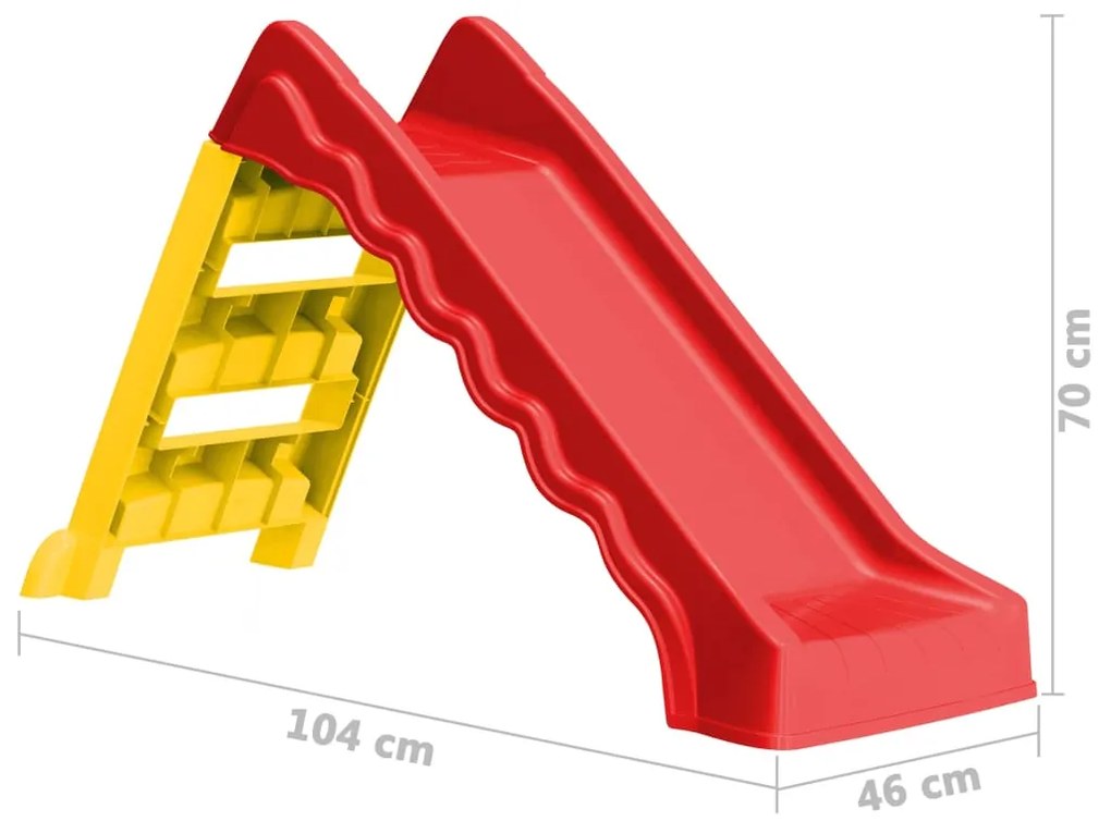 Escorrega dobrável infantil interior/exterior vermelho/amarelo