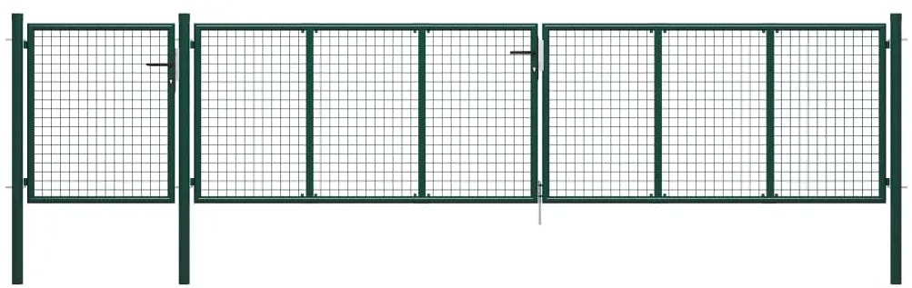 vidaXL Portão de jardim em aço 500 x 75 cm verde