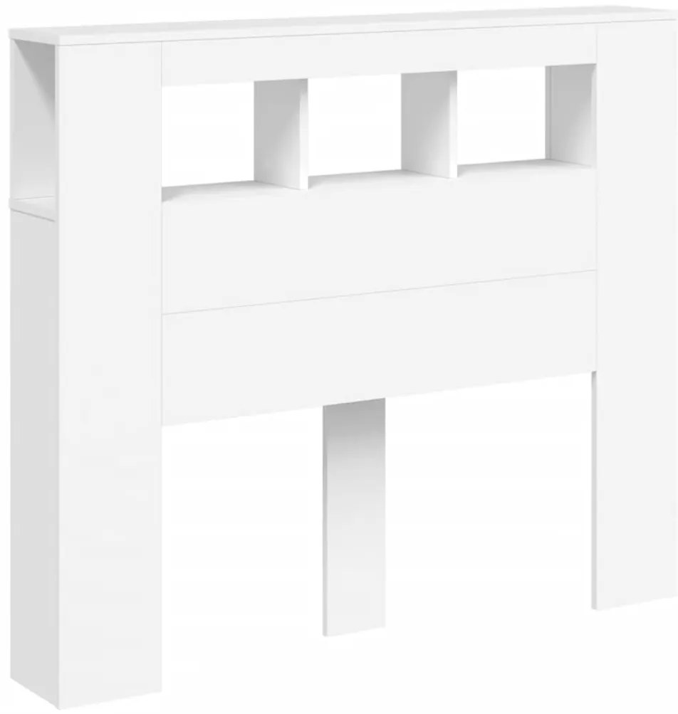 Cabeceira cama c/ LEDs 120x18,5x103,5 cm deriv. madeira branco