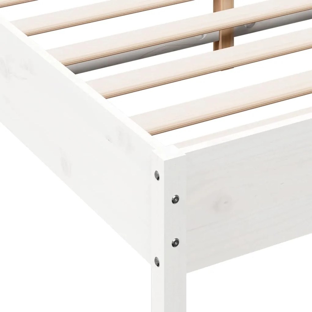 Cama sem colchão 140x200 cm madeira de pinho maciça branco