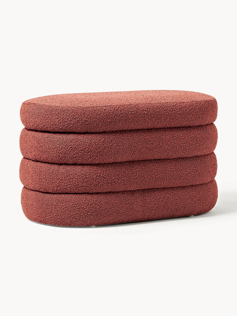 Banco pequeno estofado em bouclé com arrumação Alto