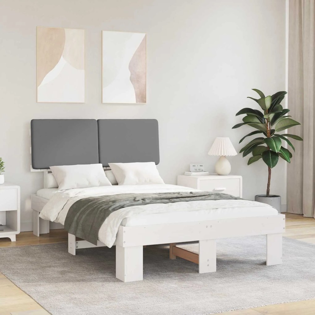 vidaXL Estrutura de Cama com Cabeceira Estofada Cinzento-claro