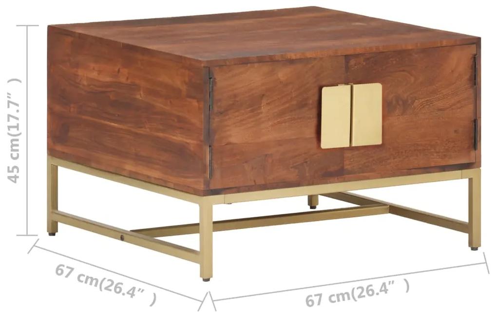 Mesa de centro 67x67x45cm madeira de acácia maciça castanho mel