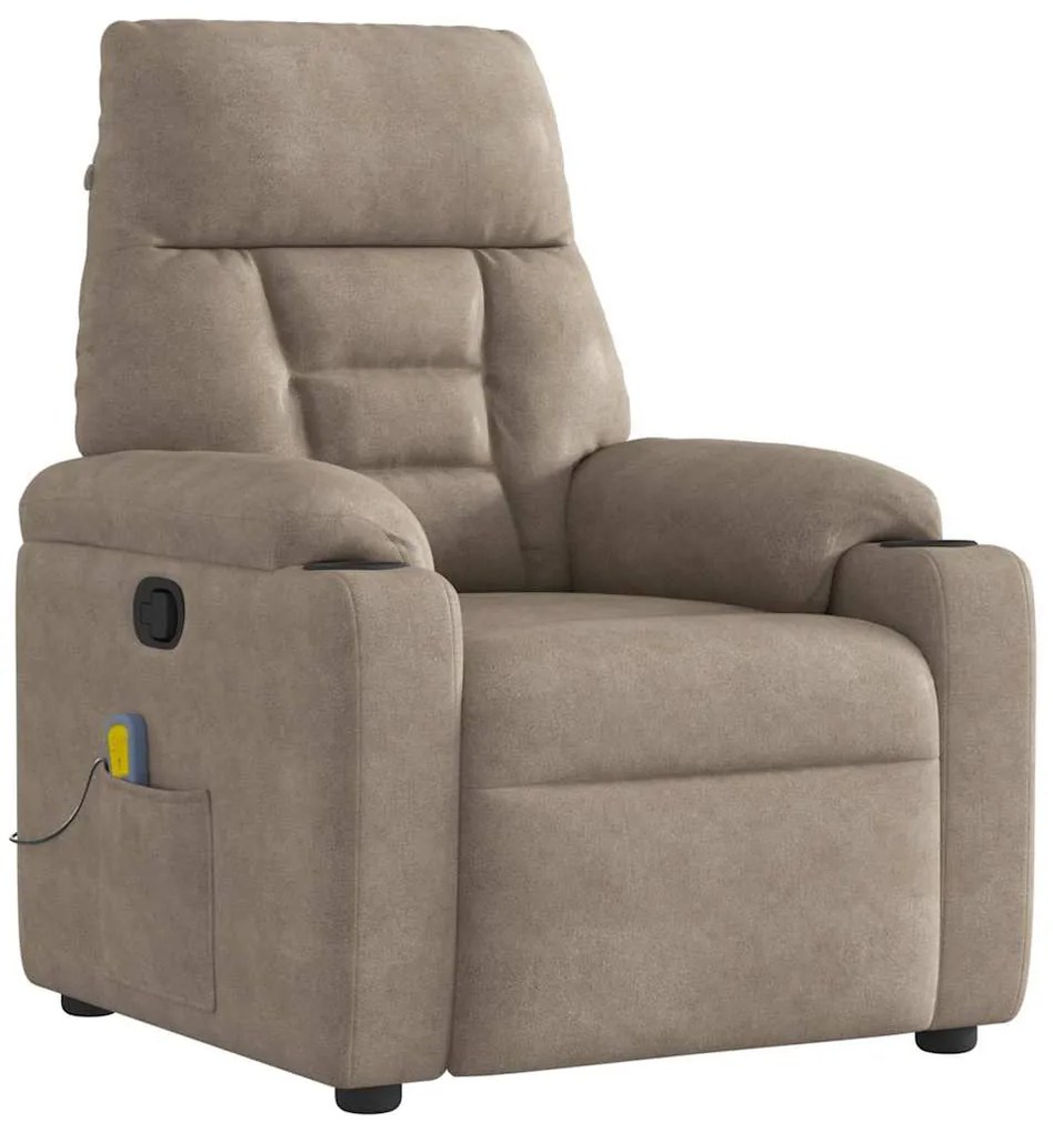vidaXL Poltrona de massagens reclinável tecido de microfibra