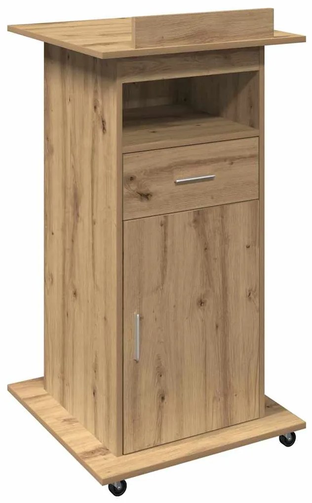 Pódio Lectern vidaXL com Rodas em Madeira de Carvalho