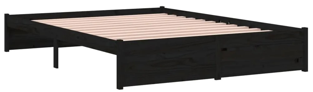 Estrutura de cama 140x190 cm madeira maciça preto