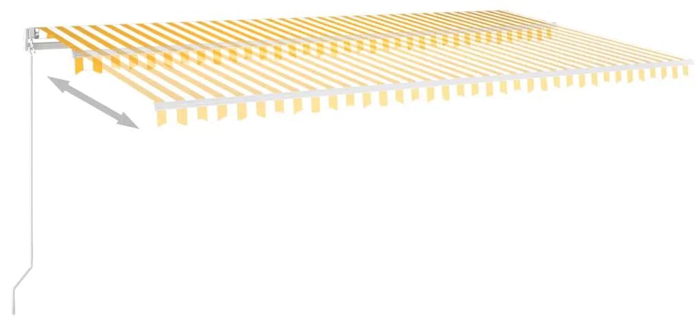 Toldo autom. c/ LED e sensor de vento 6x3,5 m amarelo e branco