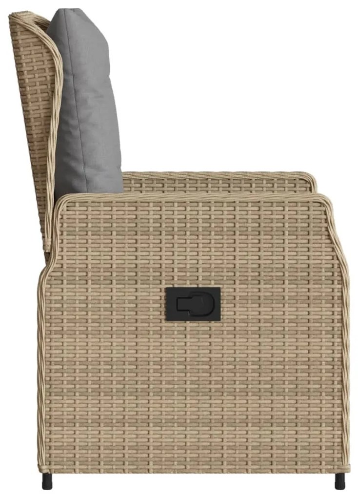 Cadeiras jardim reclináveis 2 pcs vime PE bege