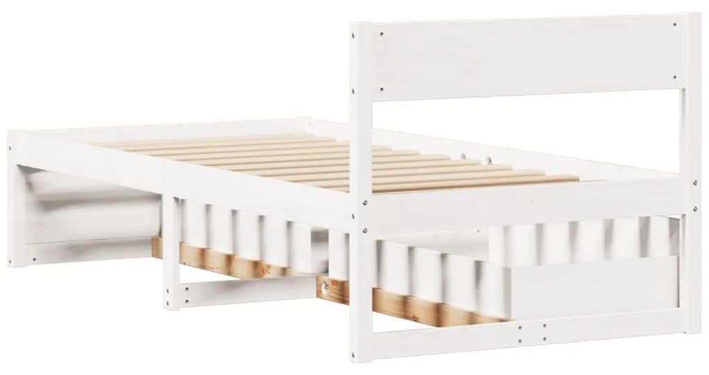 Estrutura de cama com gavetas 75x190 cm pinho maciço branco