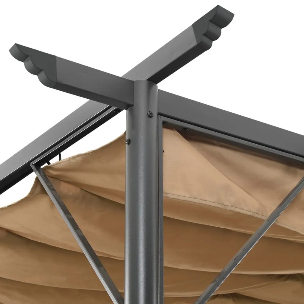 Pérgola com toldo retrátil 3x3 m 180 g/m² aço cinza-acastanhado